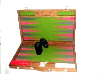  Backgammon Set S40 grün wool Fliess Spielfeld, rot und schwarz Punkte