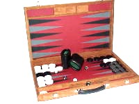  Backgammon board S40 Special red gum surface, black and gray points